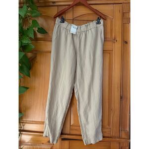 NWT H&M Lightweight Linen Trousers, Neutral Beige, Size 12